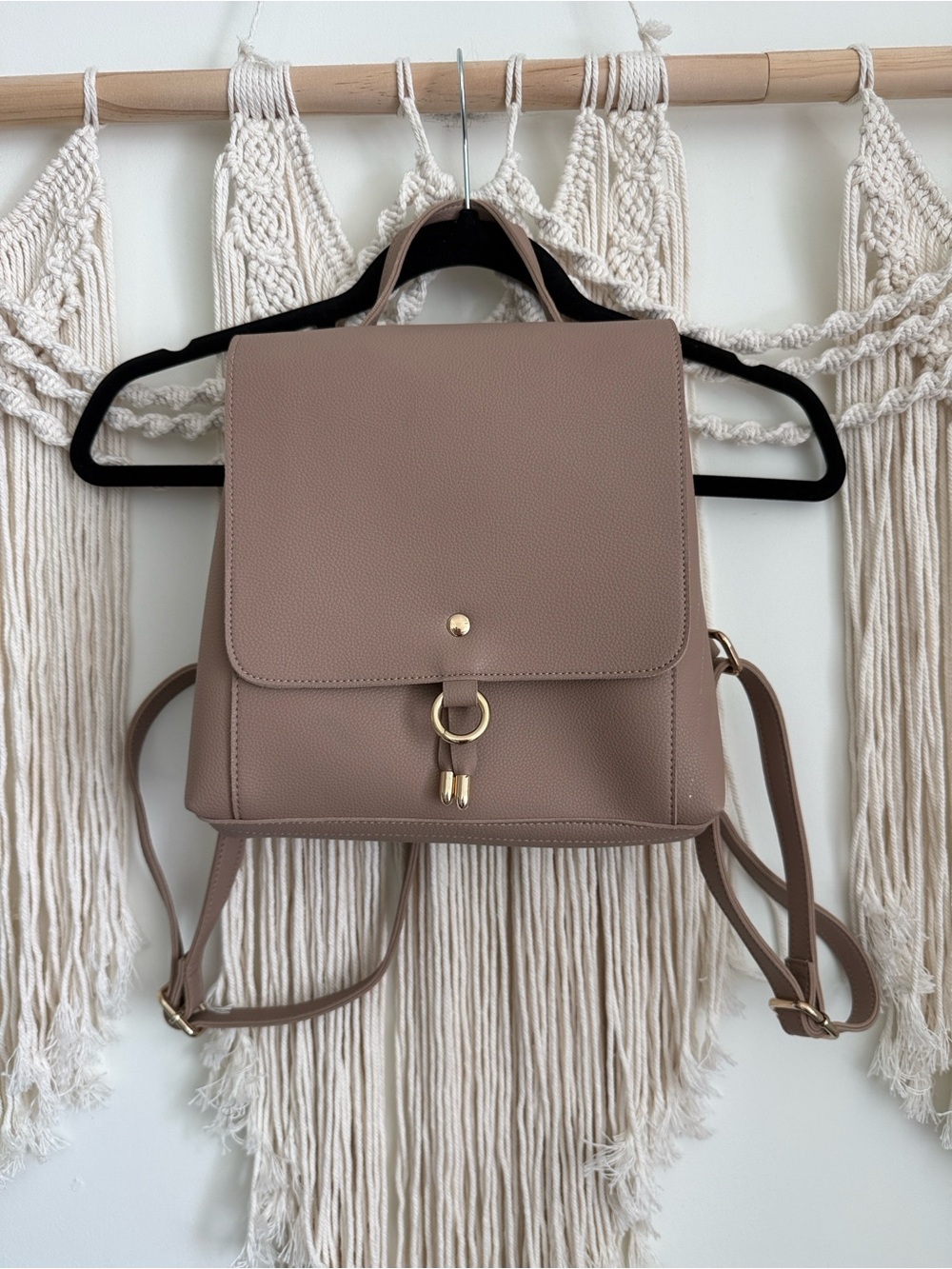 New JLUXLABEL Women's Taupe Faux Leather Backpack - Minimalist Everyday Bag